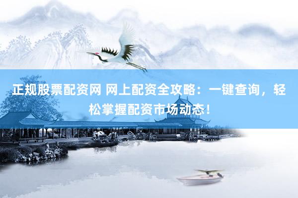 正规股票配资网 网上配资全攻略：一键查询，轻松掌握配资市场动态！