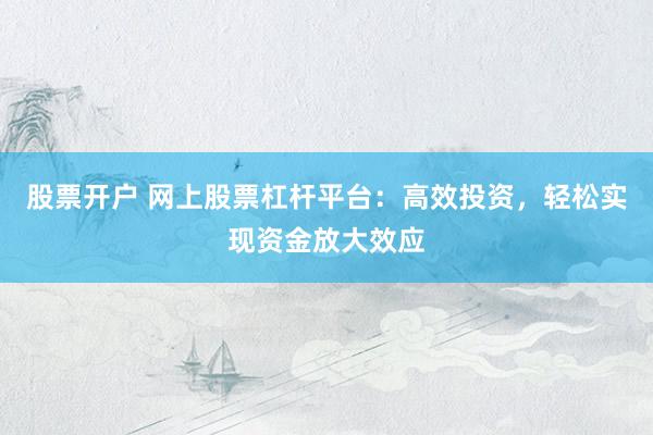 股票开户 网上股票杠杆平台：高效投资，轻松实现资金放大效应