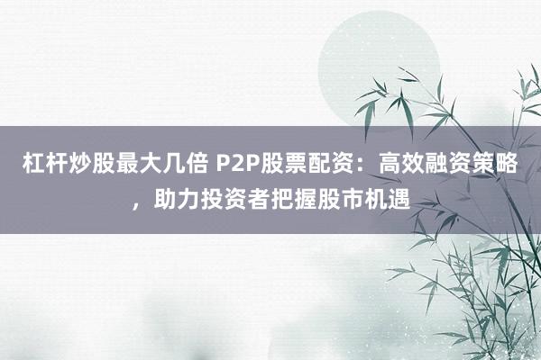 杠杆炒股最大几倍 P2P股票配资：高效融资策略，助力投资者把握股市机遇