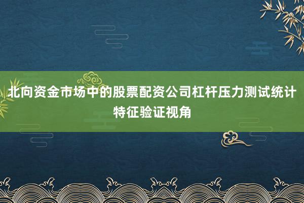 北向资金市场中的股票配资公司杠杆压力测试统计特征验证视角