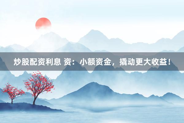 炒股配资利息 资：小额资金，撬动更大收益！